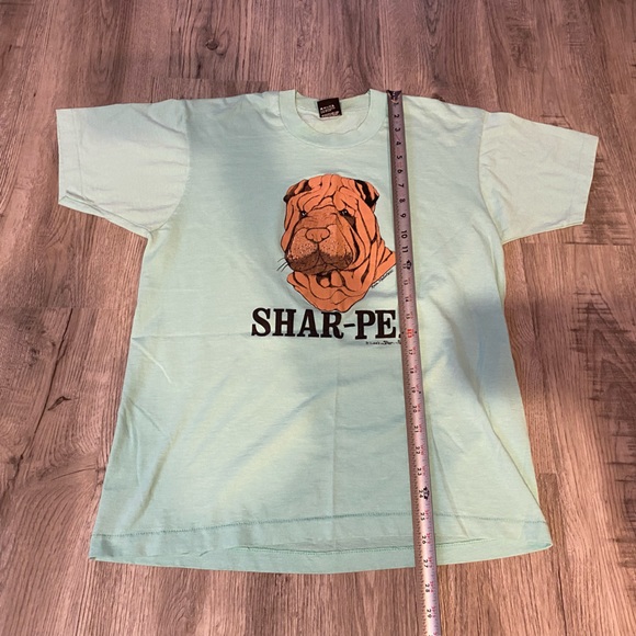 Vtg Screen Stars 90s SHAR-PEI Dog Blue Single Stitch T-Shirt Size L USA Made - Picture 5 of 7